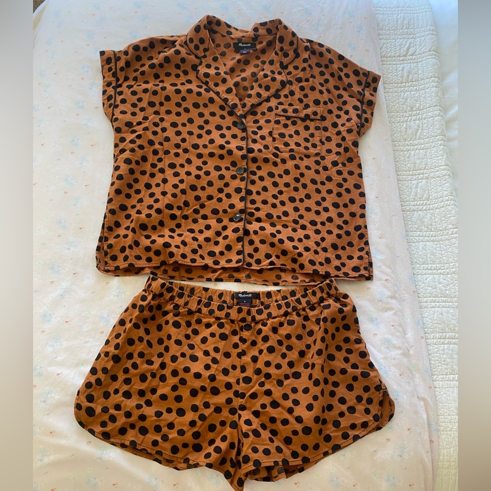 Madewell Flannel Cheetah Flannel Short Pajama Set
